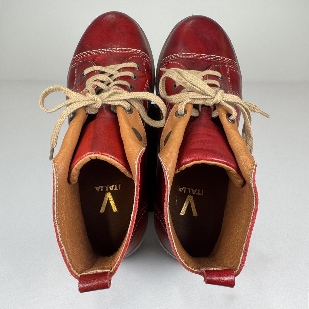 V-Italia Kiki Red Venezia Leather Boots - 40/US 9 - Picture 5 of 7
